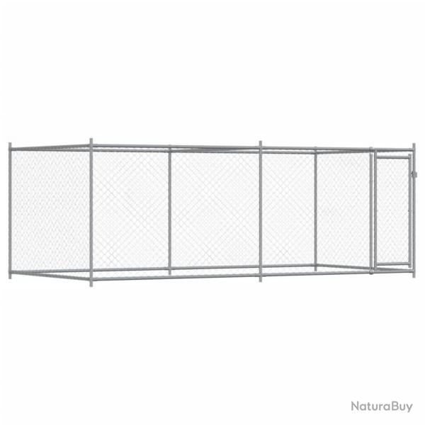 Cage pour chien avec porte 4 x 2 x 1,5 m acier galvanis gris 02_0041619
