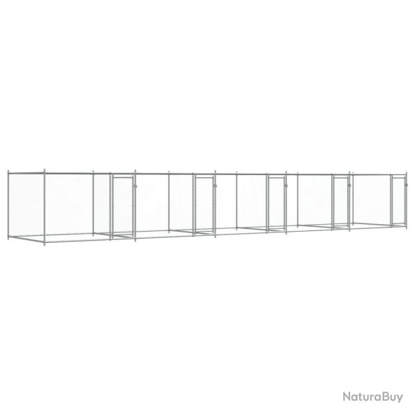 Cage pour chien avec portes 10 x 2 x 1,5 m acier galvanis gris 02_0041622