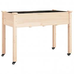 Jardinière bac lit surélevé plantes fleurs terrasse jardin sur roues avec doublure 118 x 59 x 80 cm