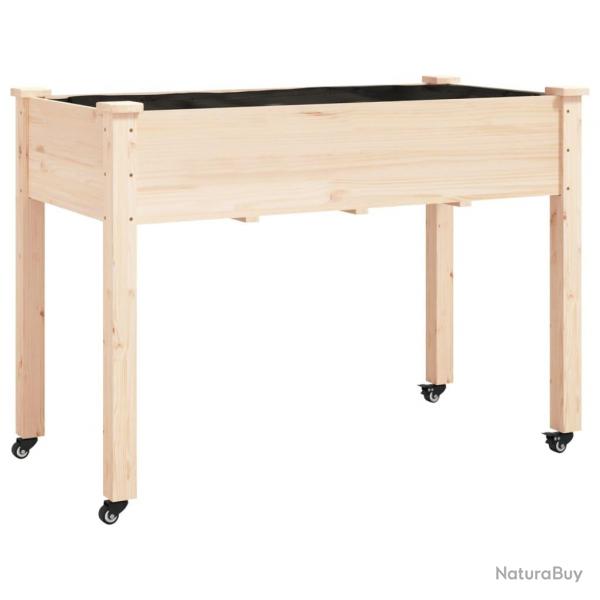 Jardinire bac lit surlev plantes fleurs terrasse jardin sur roues avec doublure 118 x 59 x 80 cm