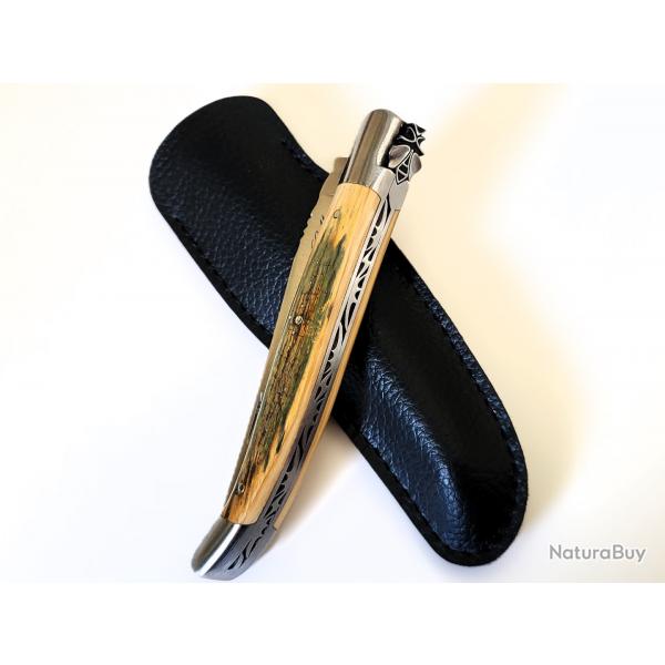Couteau de Collection Magnifique Laguiole MICKAEL GINISTY Ivoire de mammouth 12/22cm Neuf !