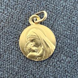 Pendentif or massif 18 carats - Marie et l'enfant - catholique - Chrétien - médaille