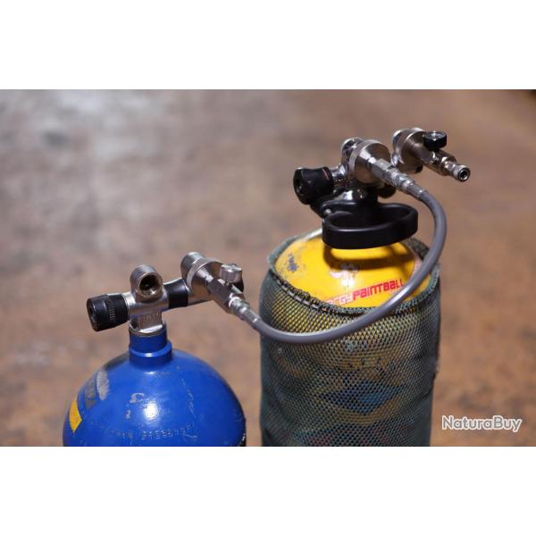 Raccord lyre Doube DIN - Jonction 2 bouteilles plonge + Purge