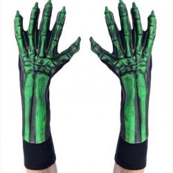 Gants Halloween Squelette Reactif UV Vert
