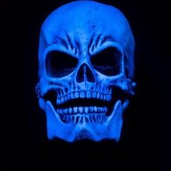 Masque Latex Halloween Squelette Réactif UV Blanc