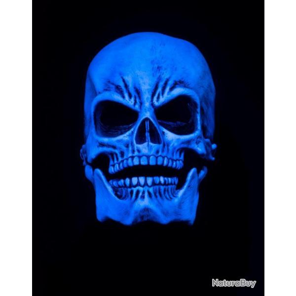 Masque Latex Halloween Squelette Ractif UV Blanc
