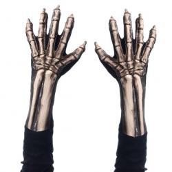 Gants Halloween Squelette Reactif UV Blanc