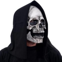 Masque Latex Halloween Grim Skeleton Reaper Réactif UV Blanc