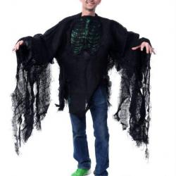 Veste Déguisement Squelette Halloween Réactif UV Vert