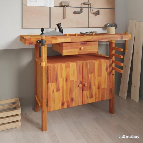 tabli avec tiroir et taux 124x52x83 cm Bois massif d'acacia