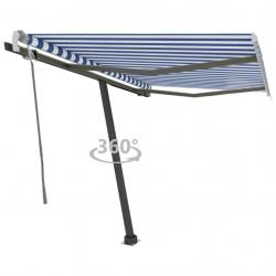 Auvent manuel rétractable sur pied 350x250 cm Bleu/blanc