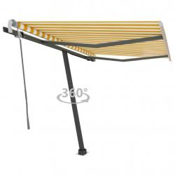 Auvent manuel rétractable sur pied 350x250 cm Jaune/blanc