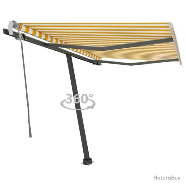 Auvent manuel rtractable sur pied 350x250 cm Jaune/blanc