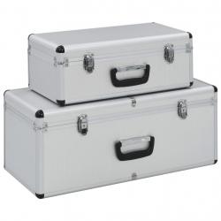 Boîtes de rangement 2 pcs Argenté Aluminium