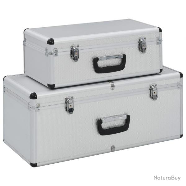 Botes de rangement 2 pcs Argent Aluminium