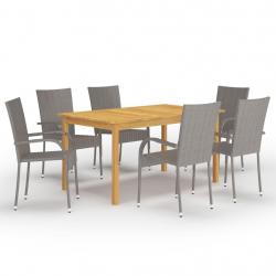 Ensemble à manger de jardin 7 pcs Gris