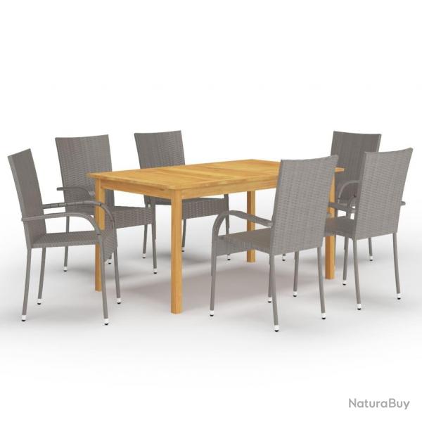 Ensemble  manger de jardin 7 pcs Gris