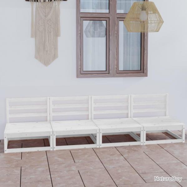 Canap  4 places de jardin Blanc Bois de pin solide