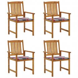 Chaises de jardin avec coussins lot de 4 Bois d'acacia massif