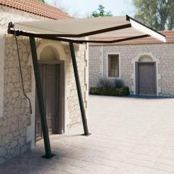 Auvent manuel rétractable avec poteaux 3,5x2,5 m Crème