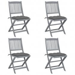Chaises pliables d'extérieur lot de 4 et coussins Bois d'acacia
