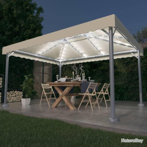 Tonnelle avec guirlande lumineuse  LED 4x3 m Crme Aluminium