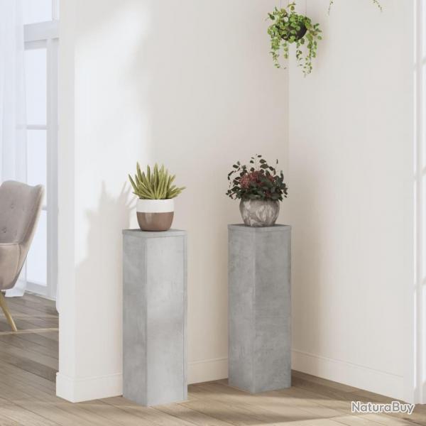 Supports pour plantes 2 pcs gris bton bois d'ingnierie