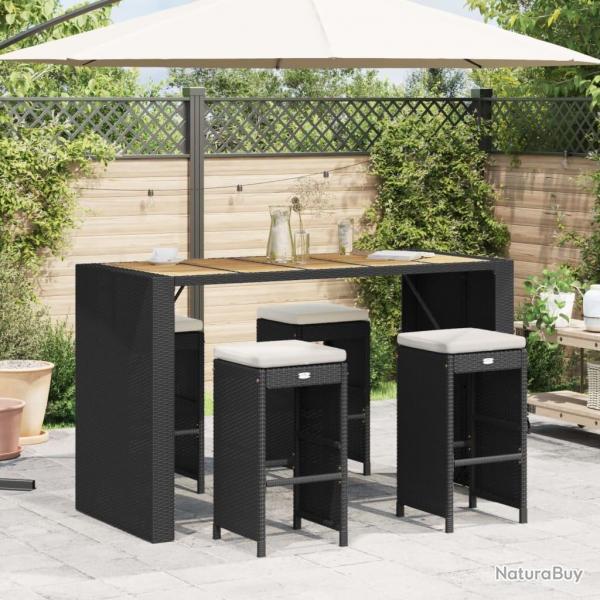 Tabourets de bar de jardin et coussins lot de 4 rsine tresse