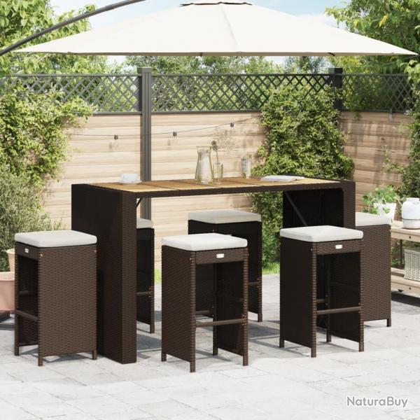 Tabourets de bar jardin coussins lot de 6 marron rsine tresse