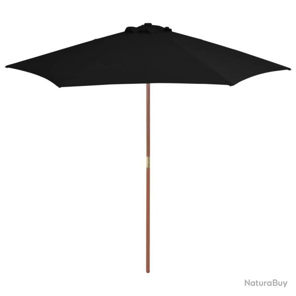 Parasol de jardin avec mt en bois noir 270 cm