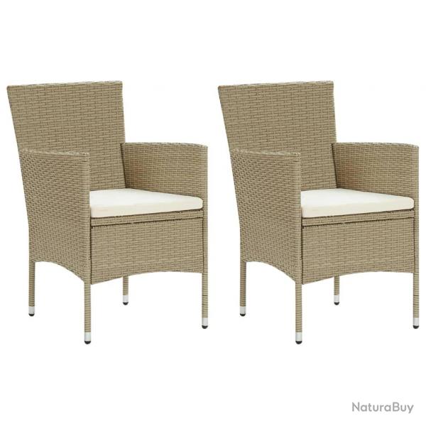 Chaises manger de jardin lot de 2 Rsine tresse Beige