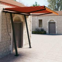 Auvent manuel rétractable avec poteaux 3,5x2,5 m Orange/marron