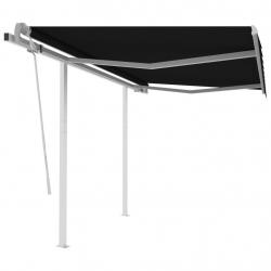 Auvent manuel rétractable avec poteaux 3x2,5 m Anthracite
