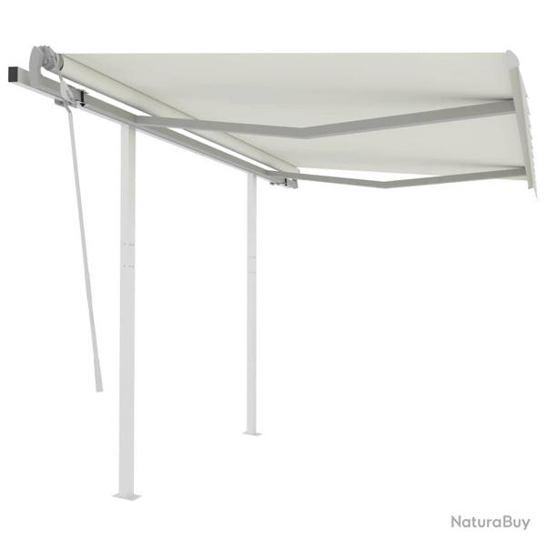 Auvent manuel rtractable avec poteaux 3x2,5 m Crme