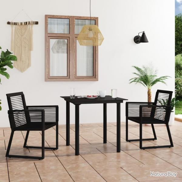 Ensemble  manger d'extrieur 3 pcs Rotin PVC Noir