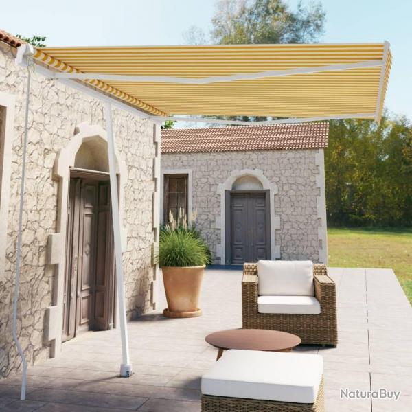 Auvent manuel rtractable sur pied 300x250 cm Jaune/Blanc