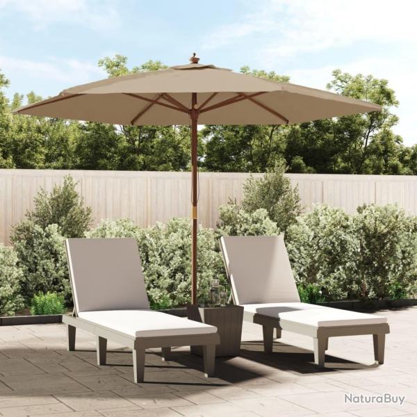 Parasol de jardin avec mt en bois taupe 299x240 cm