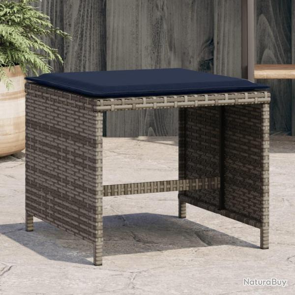 Tabourets de jardin avec coussins lot de 4 gris rsine tresse