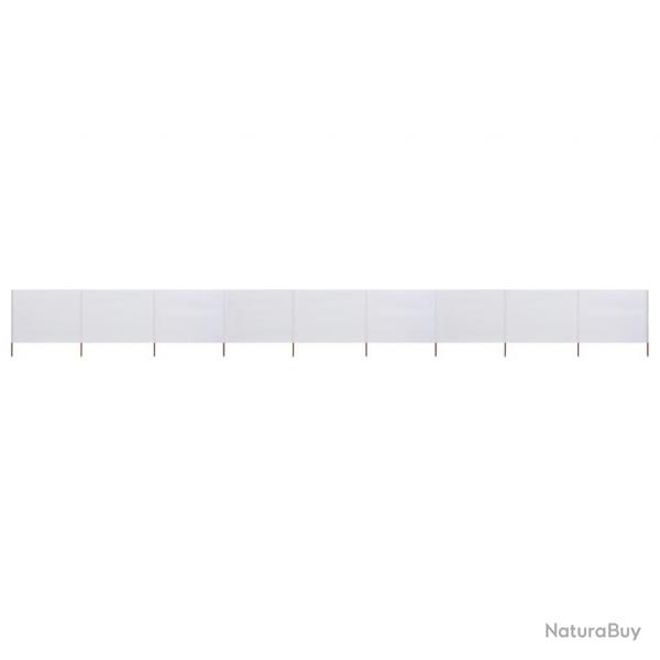 Paravent 9 panneaux Tissu 1200 x 120 cm Blanc sable