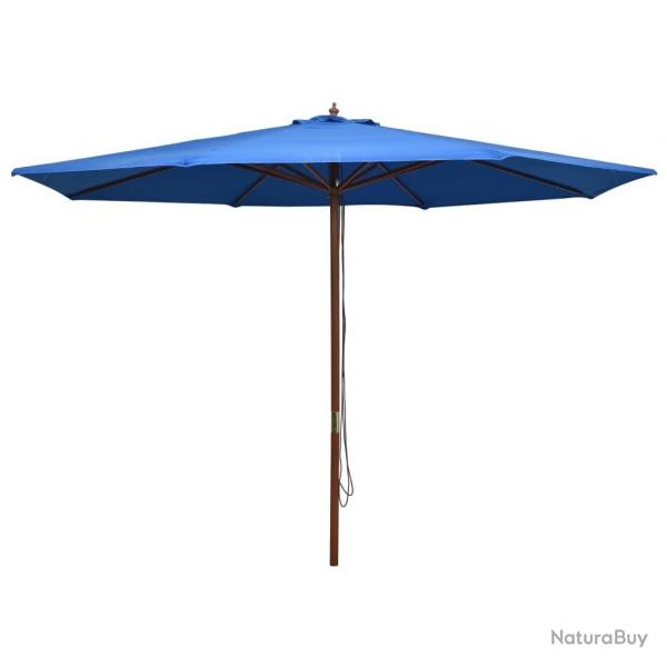 Parasol d'extrieur avec mt en bois 350 cm Bleu