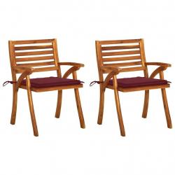Chaises à manger de jardin avec coussins lot de 2 Acacia massif