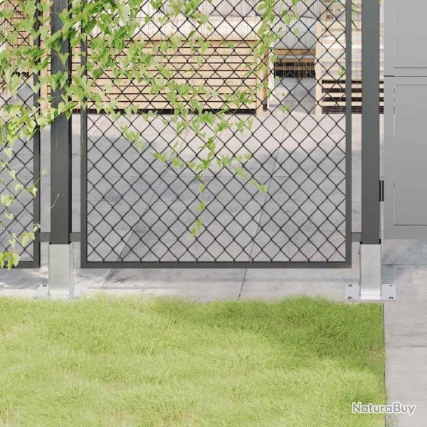 Bases de poteau carres 12 pcs argent 61x61 mm acier galvanis