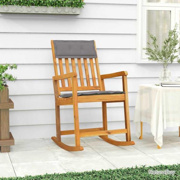 Chaise  bascule avec coussins bois massif d'acacia
