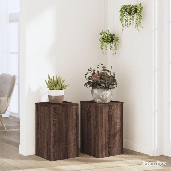 Supports pour plantes 2 pcs chne marron bois d'ingnierie