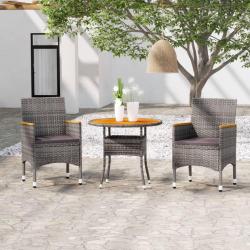 Ensemble à manger de jardin 3 pcs Résine tressée Gris