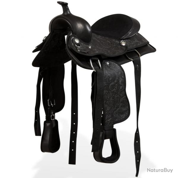 Selle, bridon et col de poitrine Cuir vritable 13 po Noir