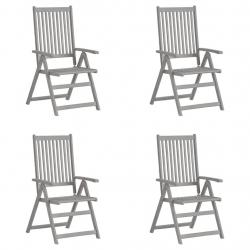 Chaises inclinables de jardin lot de 4 Gris Bois solide acacia
