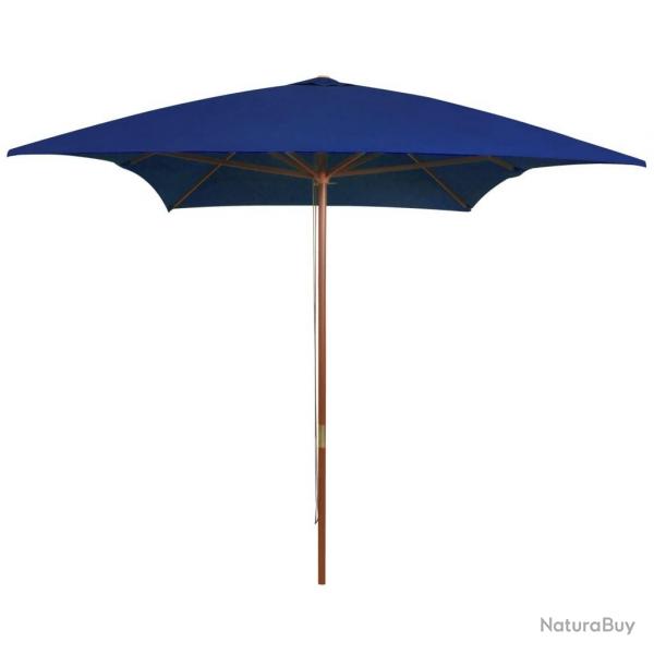 Parasol de jardin avec mt en bois bleu 200x300 cm