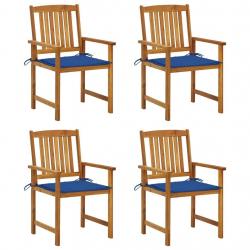 Chaises de jardin avec coussins lot de 4 Bois d'acacia massif