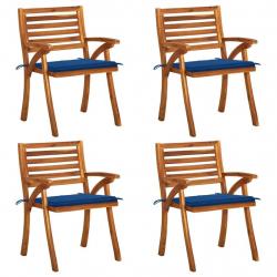 Chaises de jardin avec coussins lot de 4 Bois de teck solide